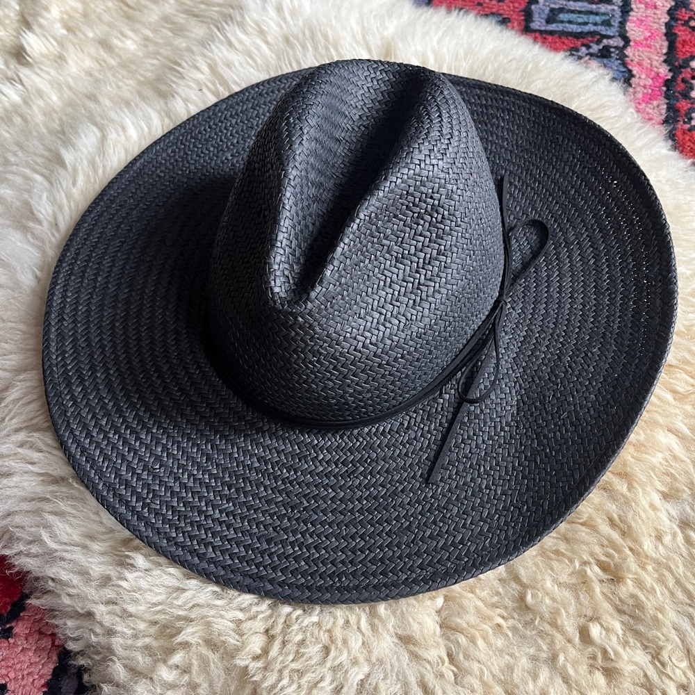 Aritzia Black Straw Fedora Hat